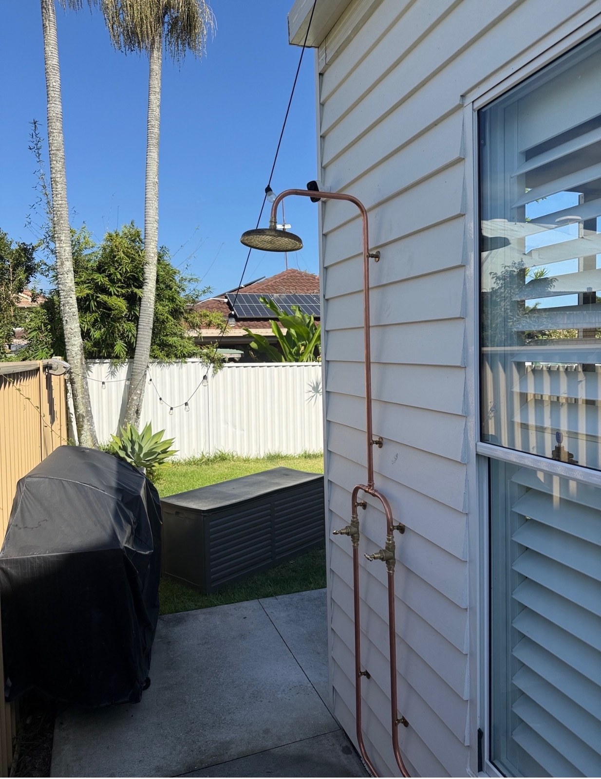 Outdoor copper shower